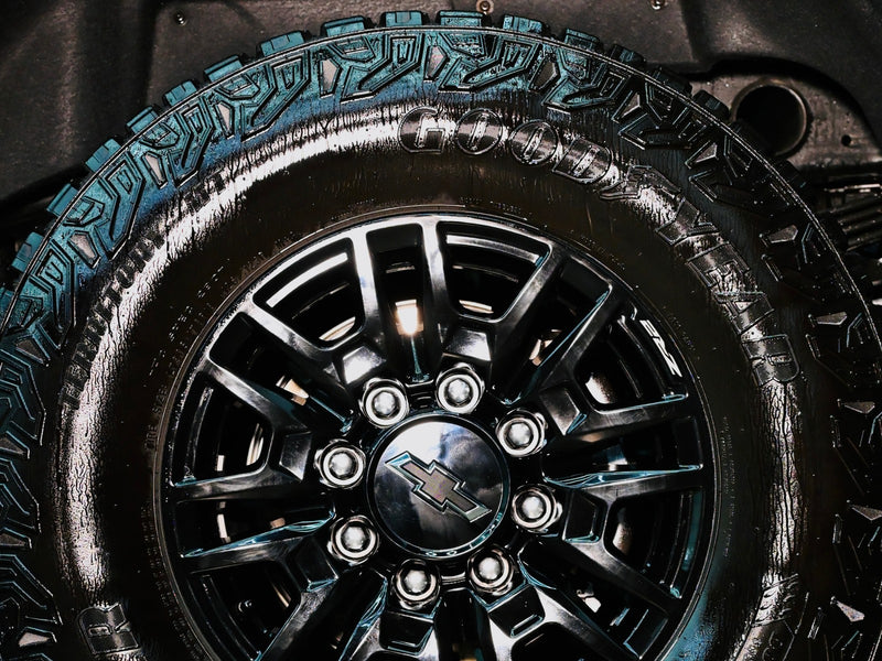 The same tire after Wet Tire Dressing