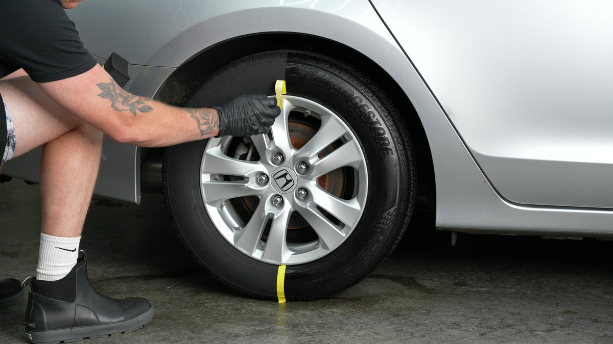 Wet Tire Dressing — before