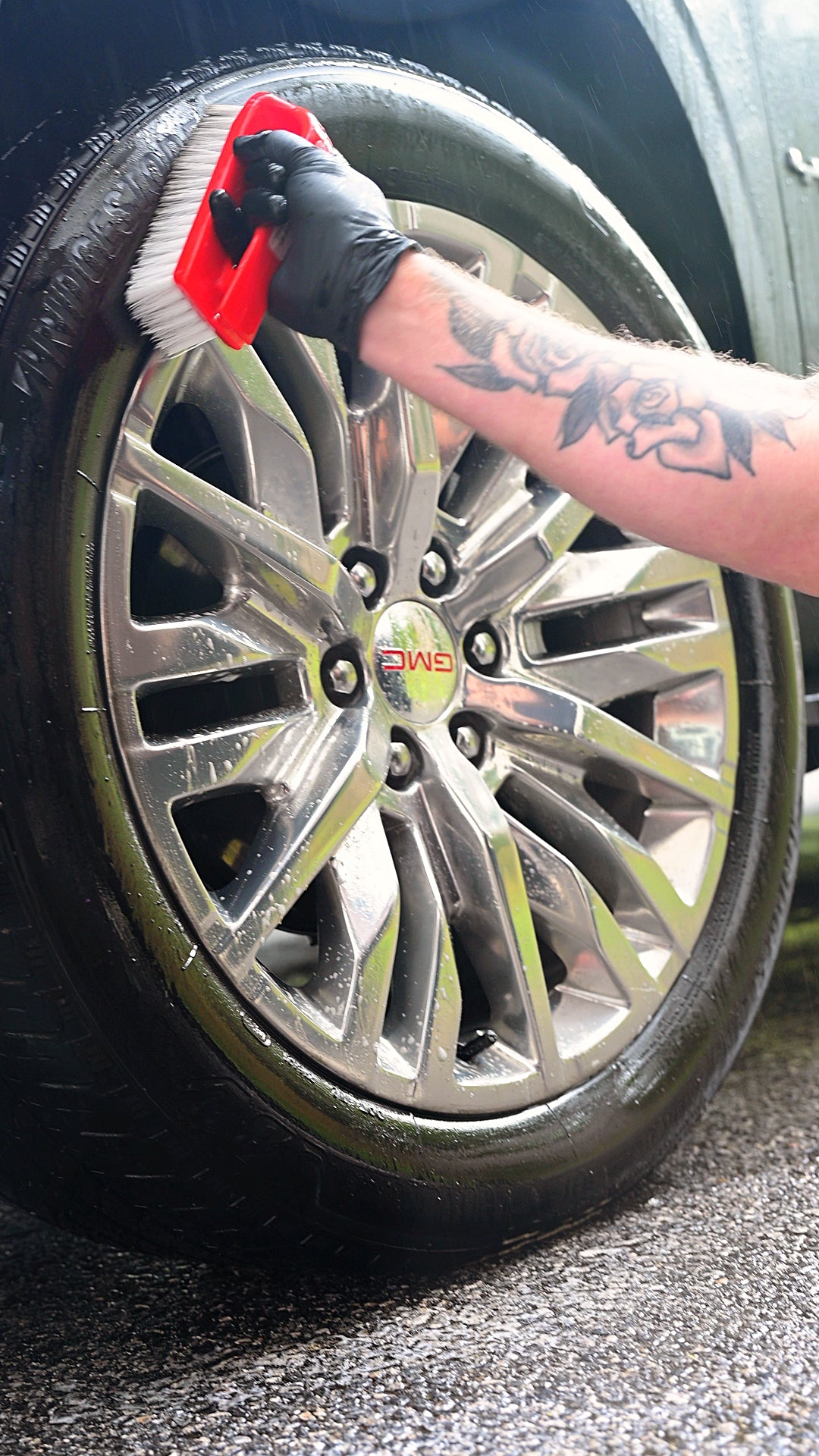 JJ's Tire & Wheel Cleaner in use, photo 1