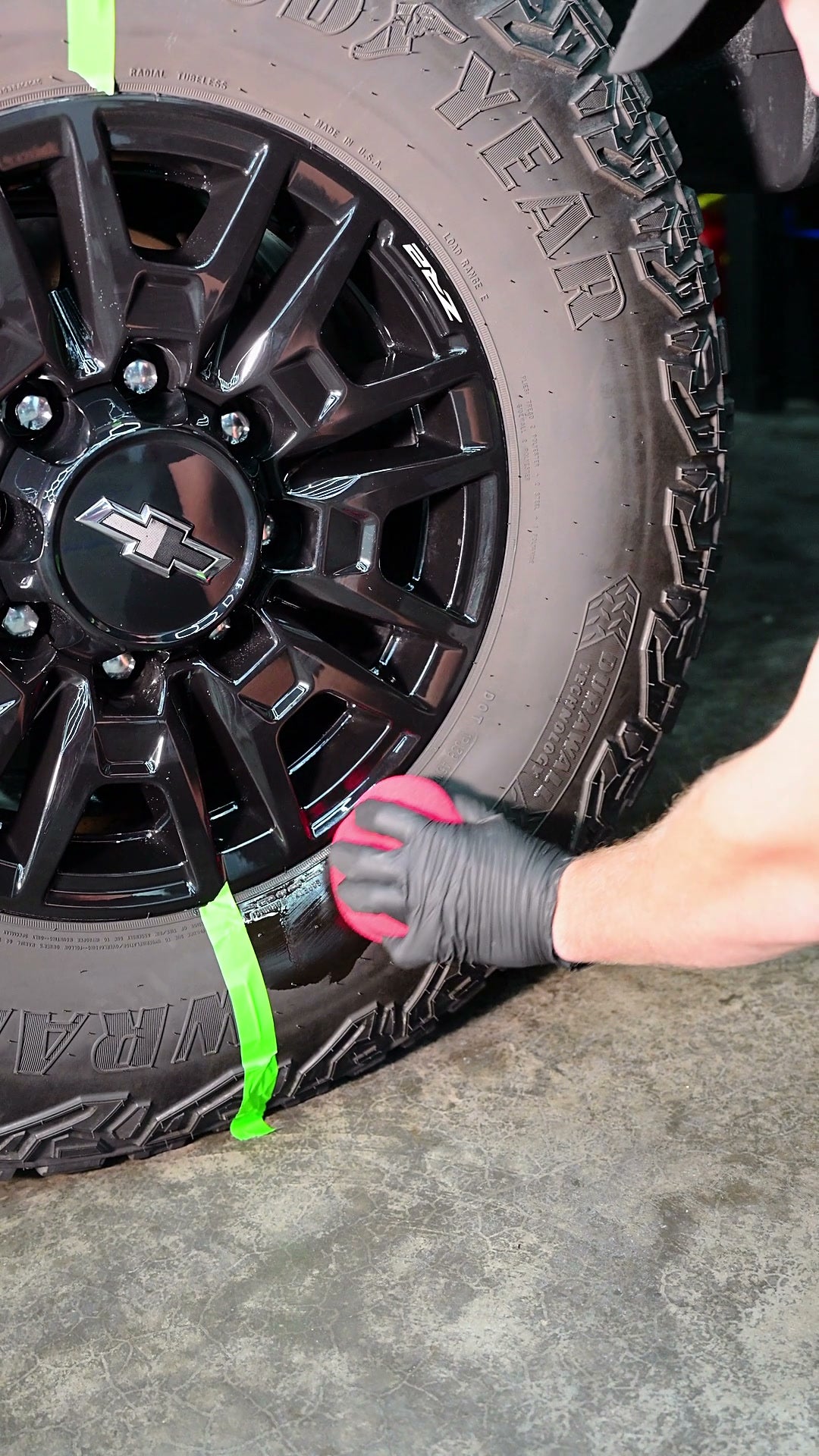 JJ's Wet Tire Dressing in use, photo 1
